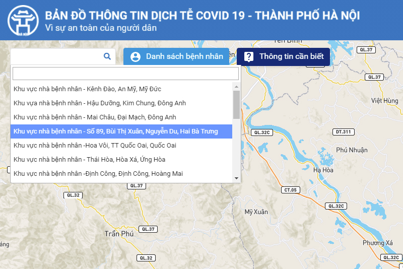 Bản đồ thông tin dịch tễ COVID-19 Hà Nội 1 
